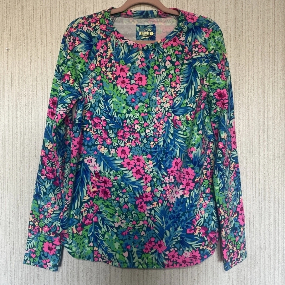 Lilly Pulitzer Size Small Luxletic Floral Long Sleeve Sweatshirt Stretchy